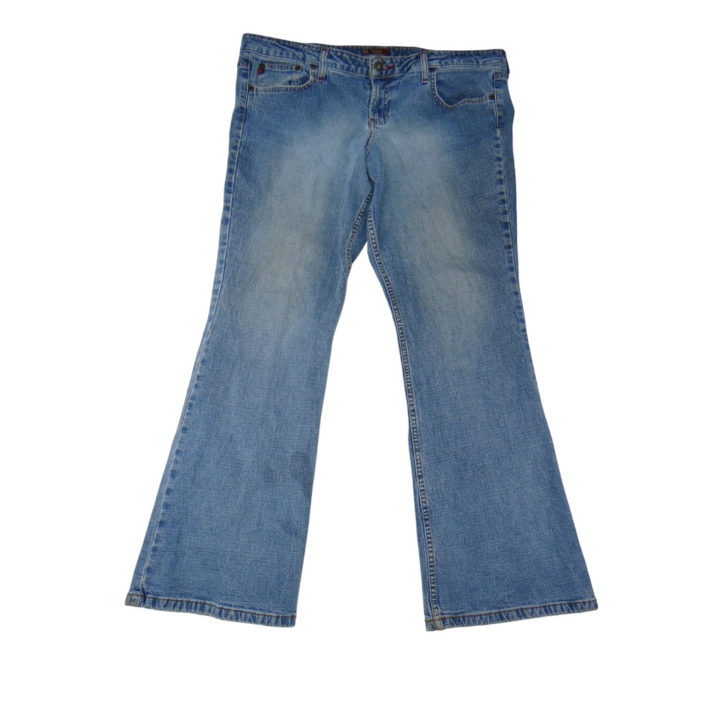 LEI Low Rise Flare Jeans Blue Embroidered Pockets Y2K 53K2200F 18